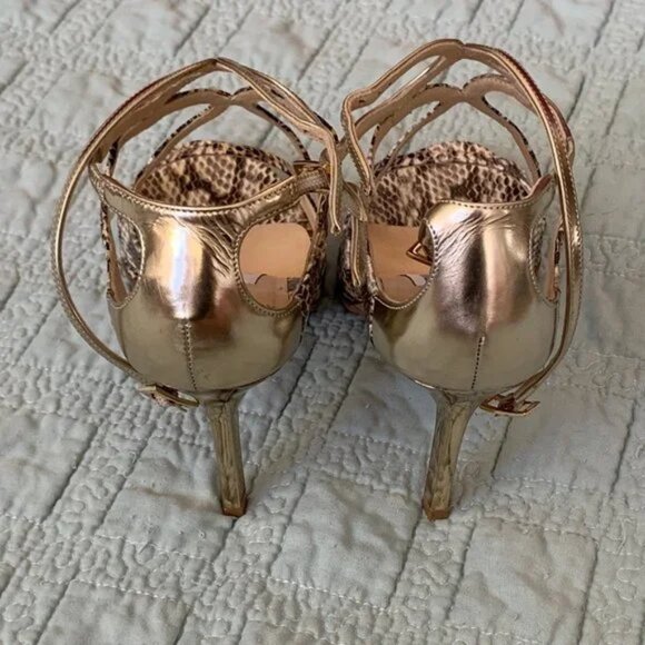 Jimmy Choo Ivette Sandals Snakeskin Light Platinum Size 34 w/ Box Dust Bag - Picture 6 of 15